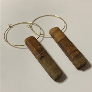 Boho Hoops with Wood Dangle